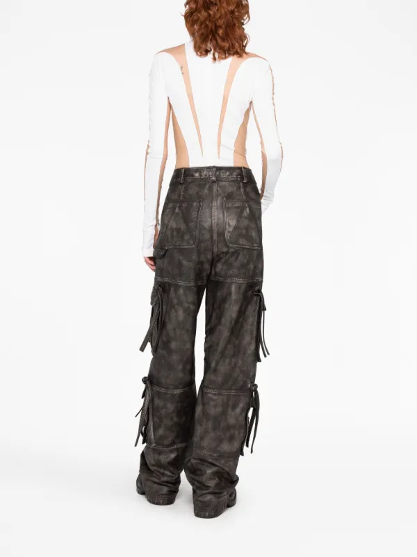 【関税込み】Mugler ホワイト ルーシュ ボディスーツ Mugler ボディスーツ | ホワイト | FARFETCH JP