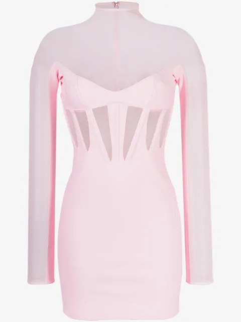 Mugler Corset Illusion sheer-panels minidress