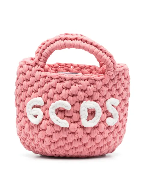 Gcds Kids mini crochet logo-detail bucket bag