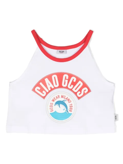 Gcds Kids logo-print cotton tank top