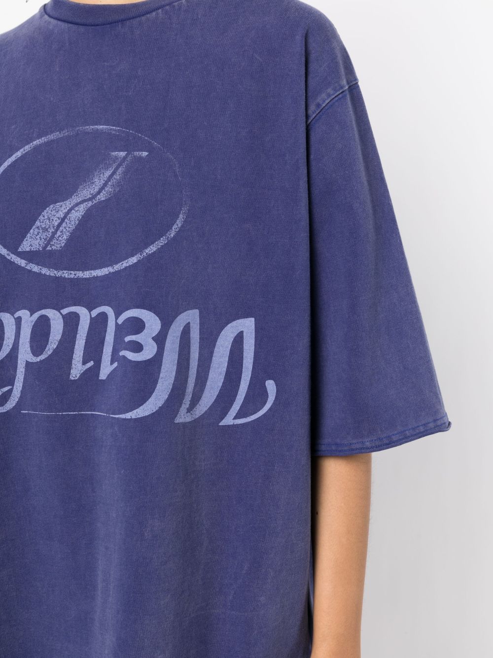 Shop We11 Done Logo-print Cotton T-shirt In Blue
