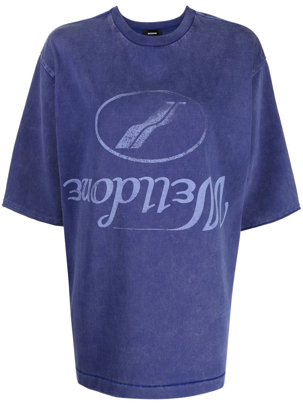 Shop We11 Done Logo-print Cotton T-shirt In Blue