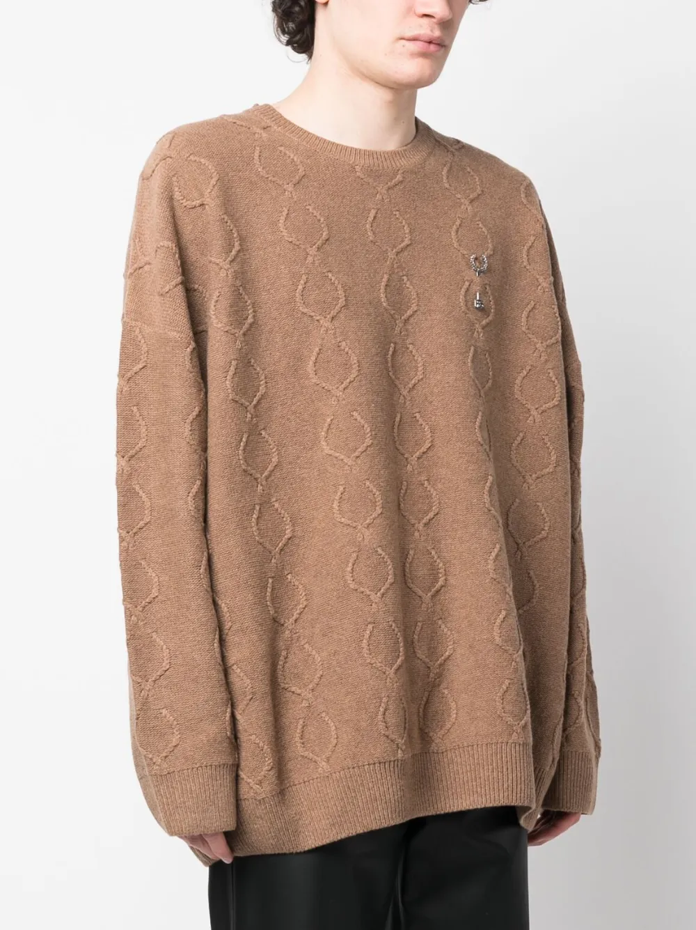 Shop Fred Perry Logo-patch Oversized Jumper In Brown