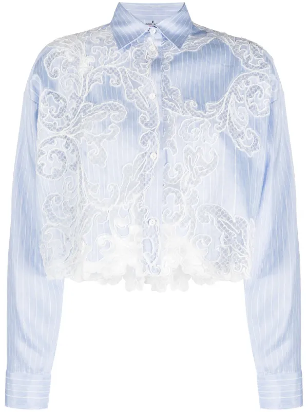 Ermanno Scervino lace-panel Detail Shirt - Farfetch