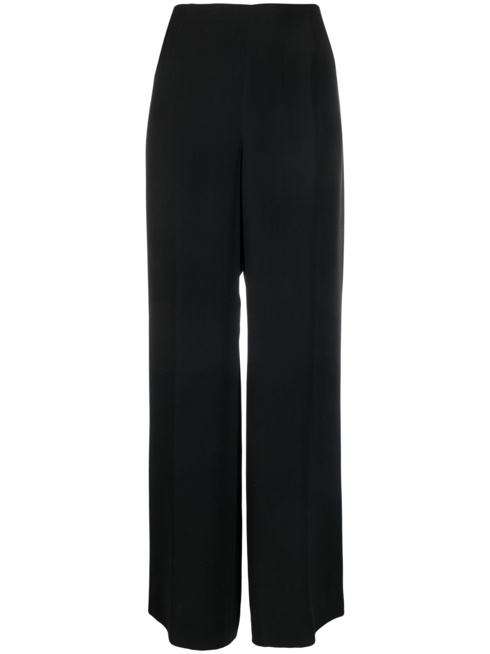 Pre-owned Giorgio Armani 1990s Wide-legged Tailored Silk Trousers In Black