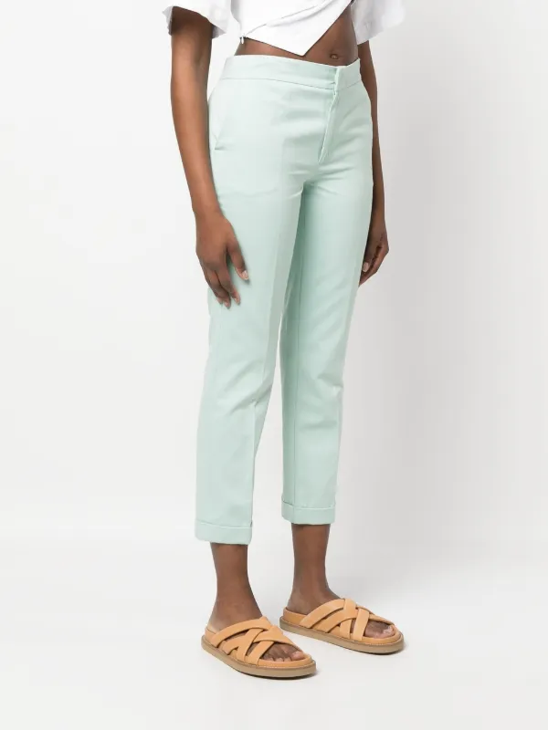 Green cropped trousers cheap