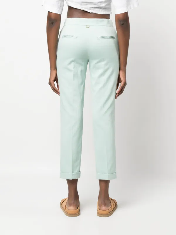 Green cropped trousers cheap