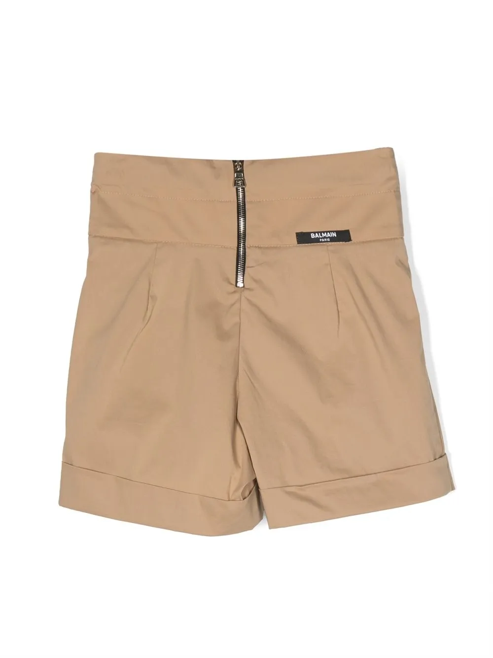 Shop Balmain High-waist Pleated Mini Shorts In Neutrals