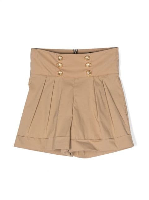 high-waist pleated mini shorts