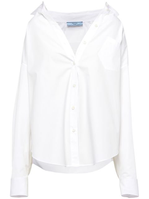 Prada embroidered-logo cotton shirt