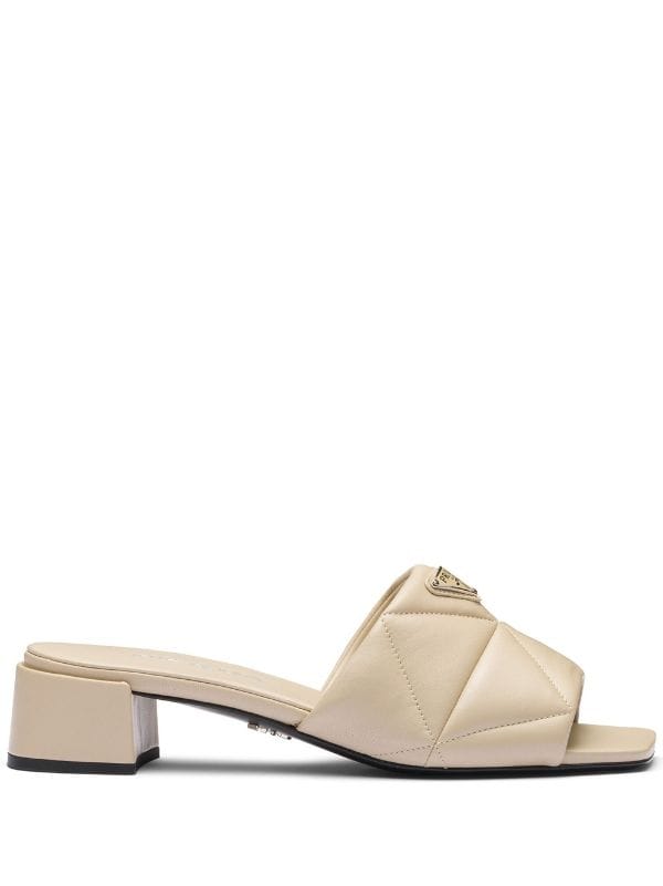 Prada Triangle Enamel Logo Leather Mules - Farfetch