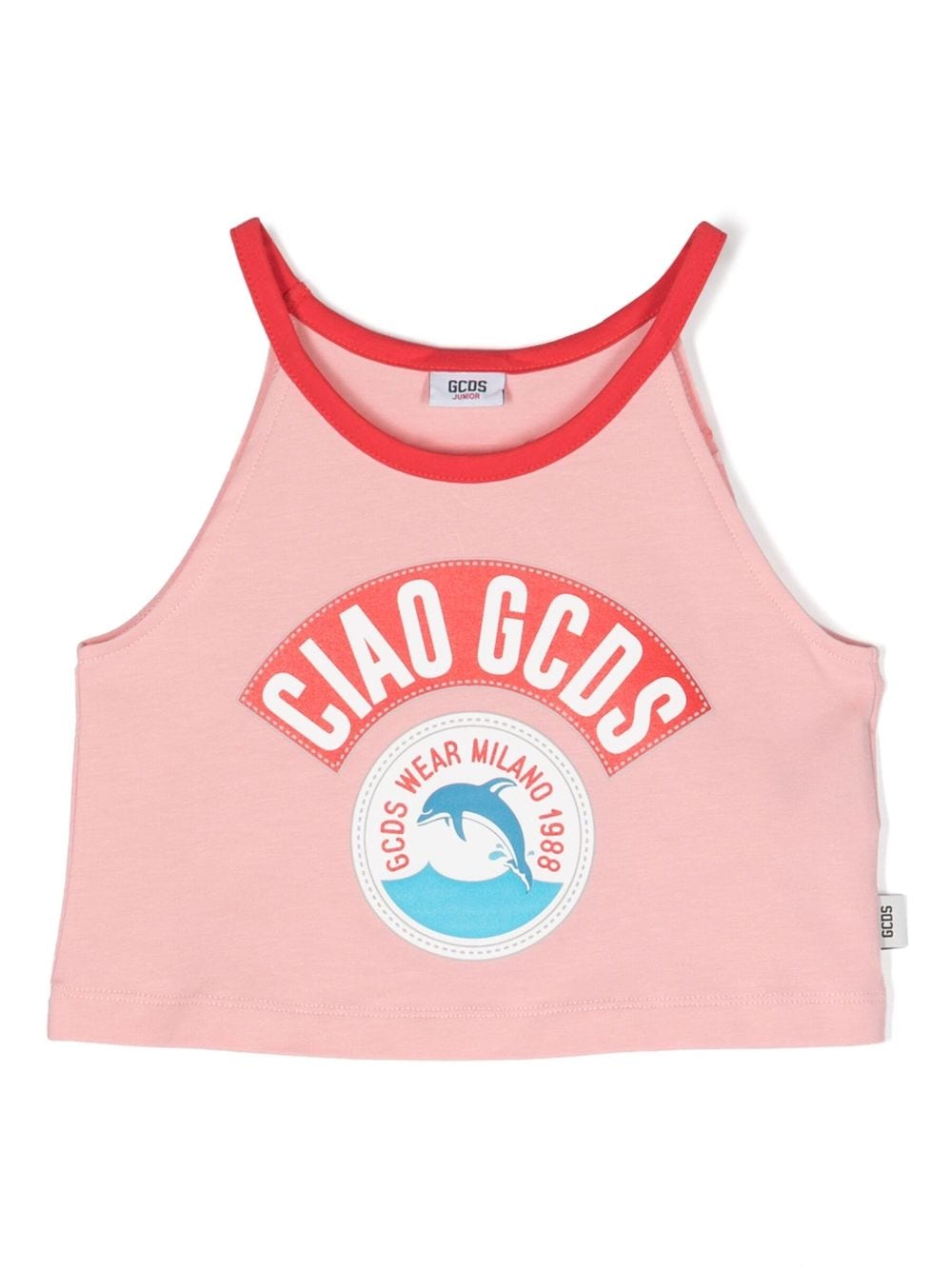 Shop Gcds Logo-print Cotton Tank Top In Pink