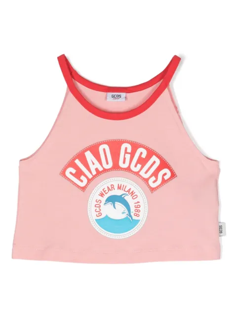 Gcds Kids logo-print cotton tank top