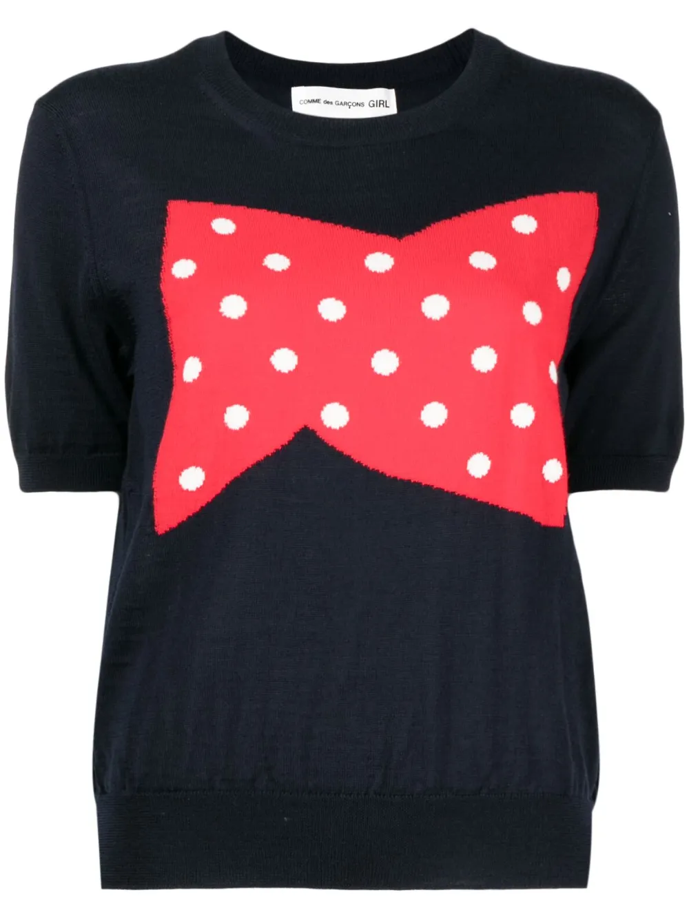 Comme Des Garçons Girl bow-print fine-knit top