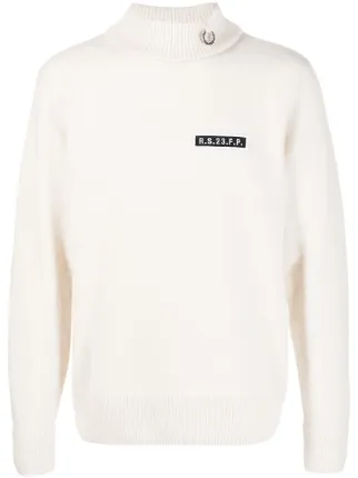 Raf Simons X Fred Perry logo patch Turtleneck Jumper Neutrals FARFETCH UK