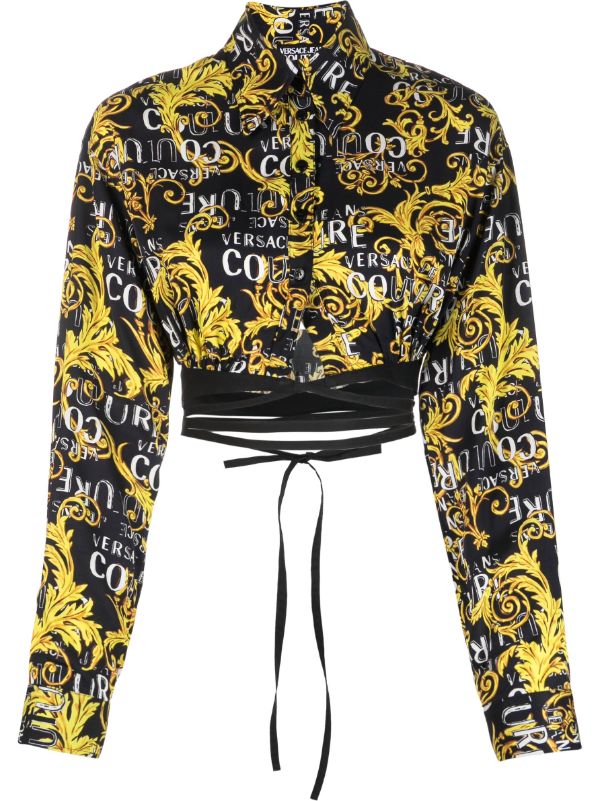 Versace Jeans Couture Cropped all-over Logo Print Top - Farfetch