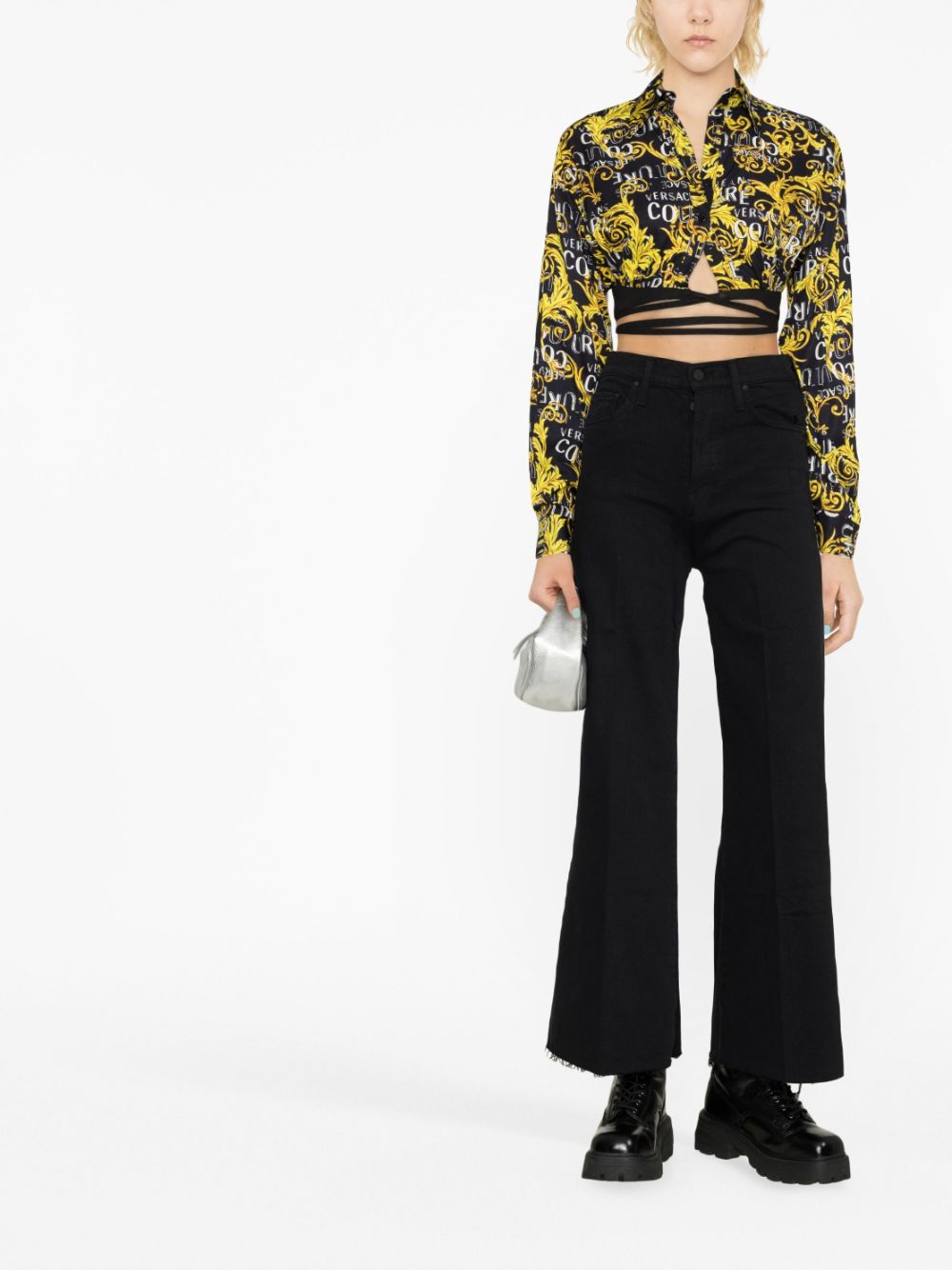 Versace Jeans Couture Blouse met logoprint - Zwart