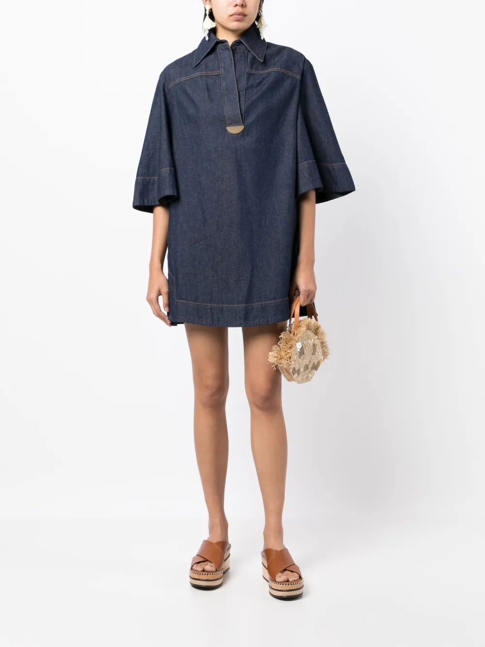 ZIMMERMANN Denim tunic-style Dress - Farfetch