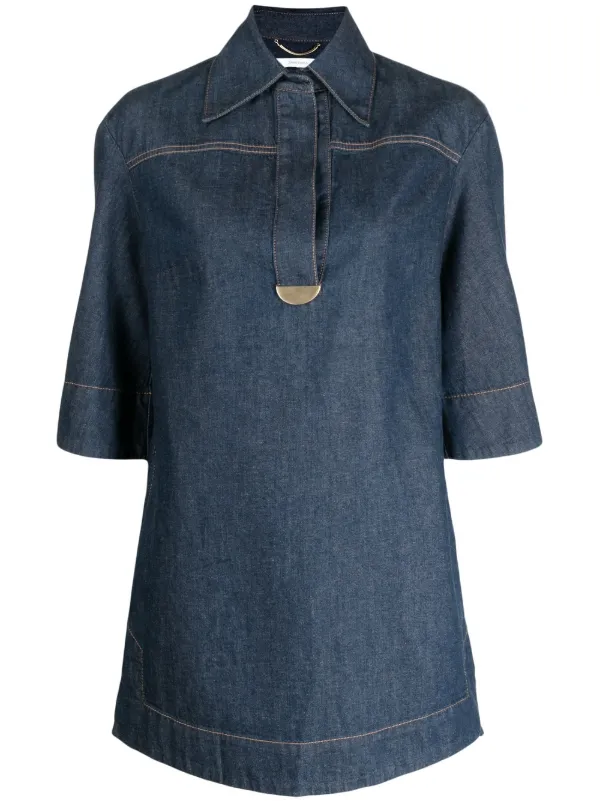 ZIMMERMANN Denim tunic style Dress Farfetch