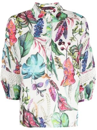 120% Lino three-quarter floral-print Shirt - Farfetch