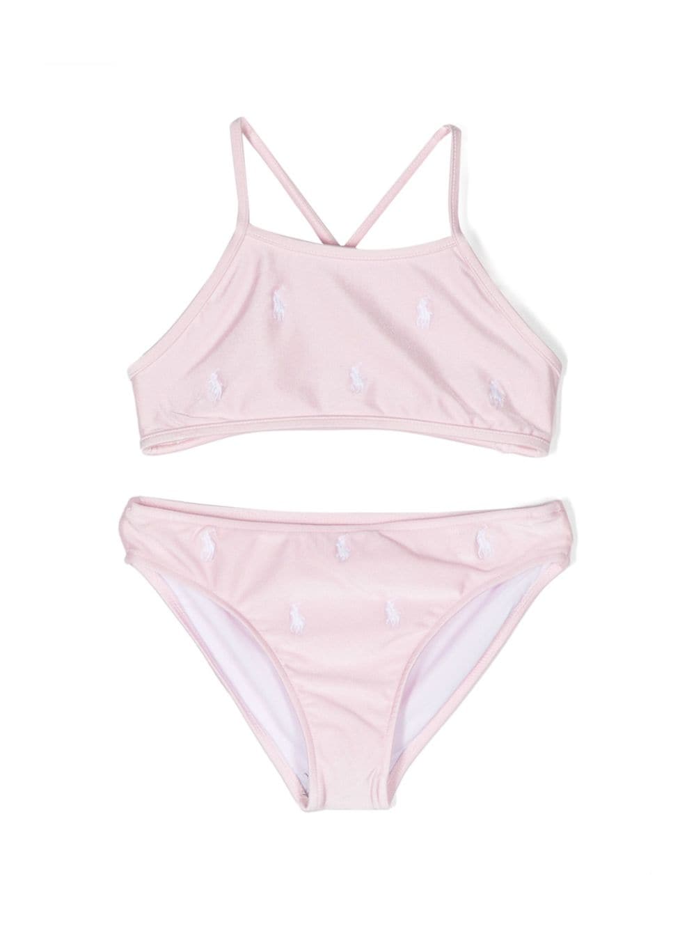 ralph lauren kids bikini à logo brodé en all over - rose