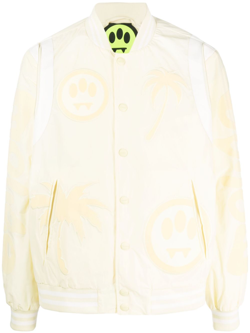 Shop Barrow Tonal-appliqué Varsity Jacket In Neutrals