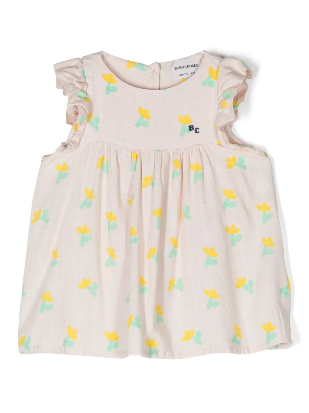 Ruffle-Cuffs Floral-Print Dress