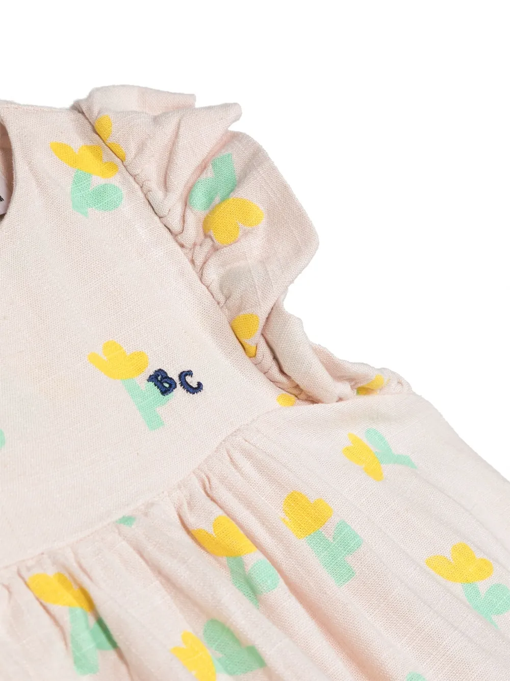 Ruffle-Cuffs Floral-Print Dress