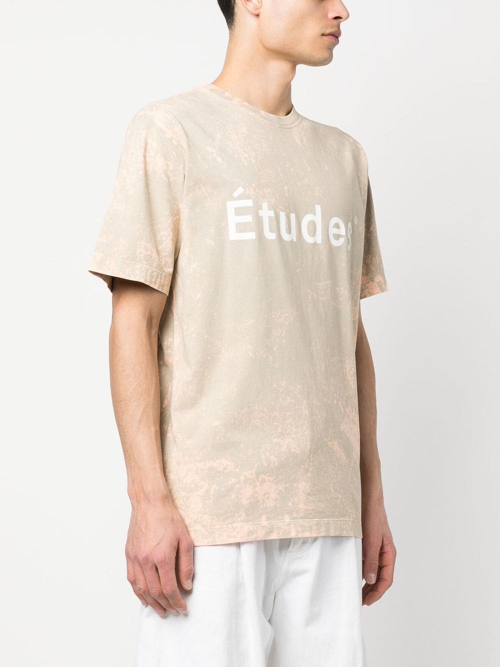Shop Etudes Studio Logo-print Bleached T-shirt In Neutrals