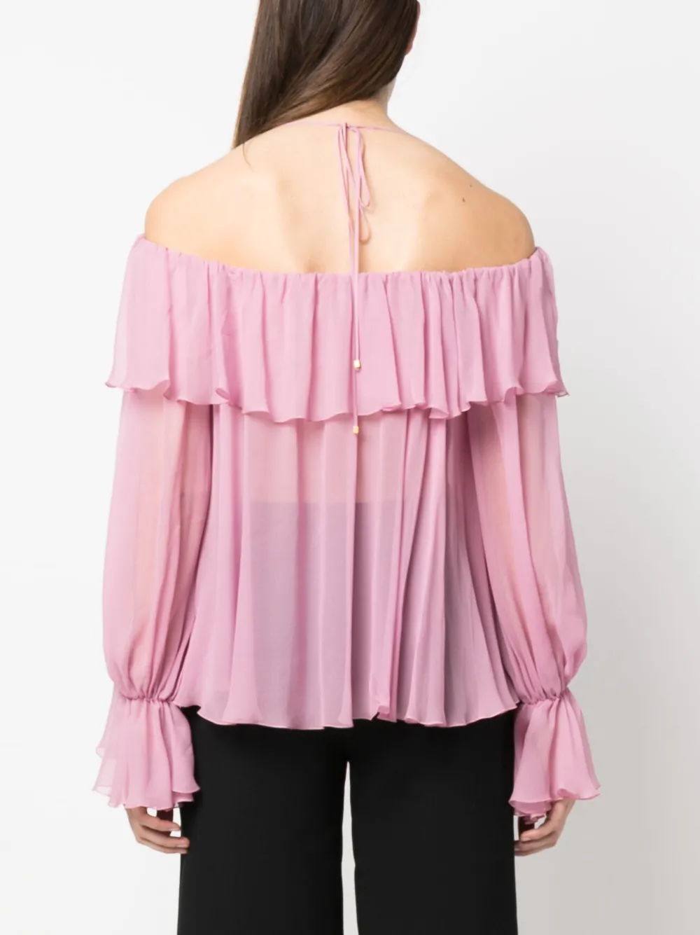 Blumarine Silk Chiffon Off-the-shoulder Top In Rosa