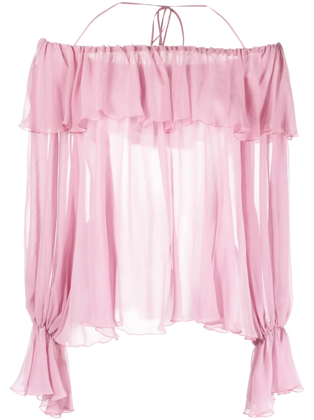 Blumarine Silk Chiffon Off-the-shoulder Top In Rosa
