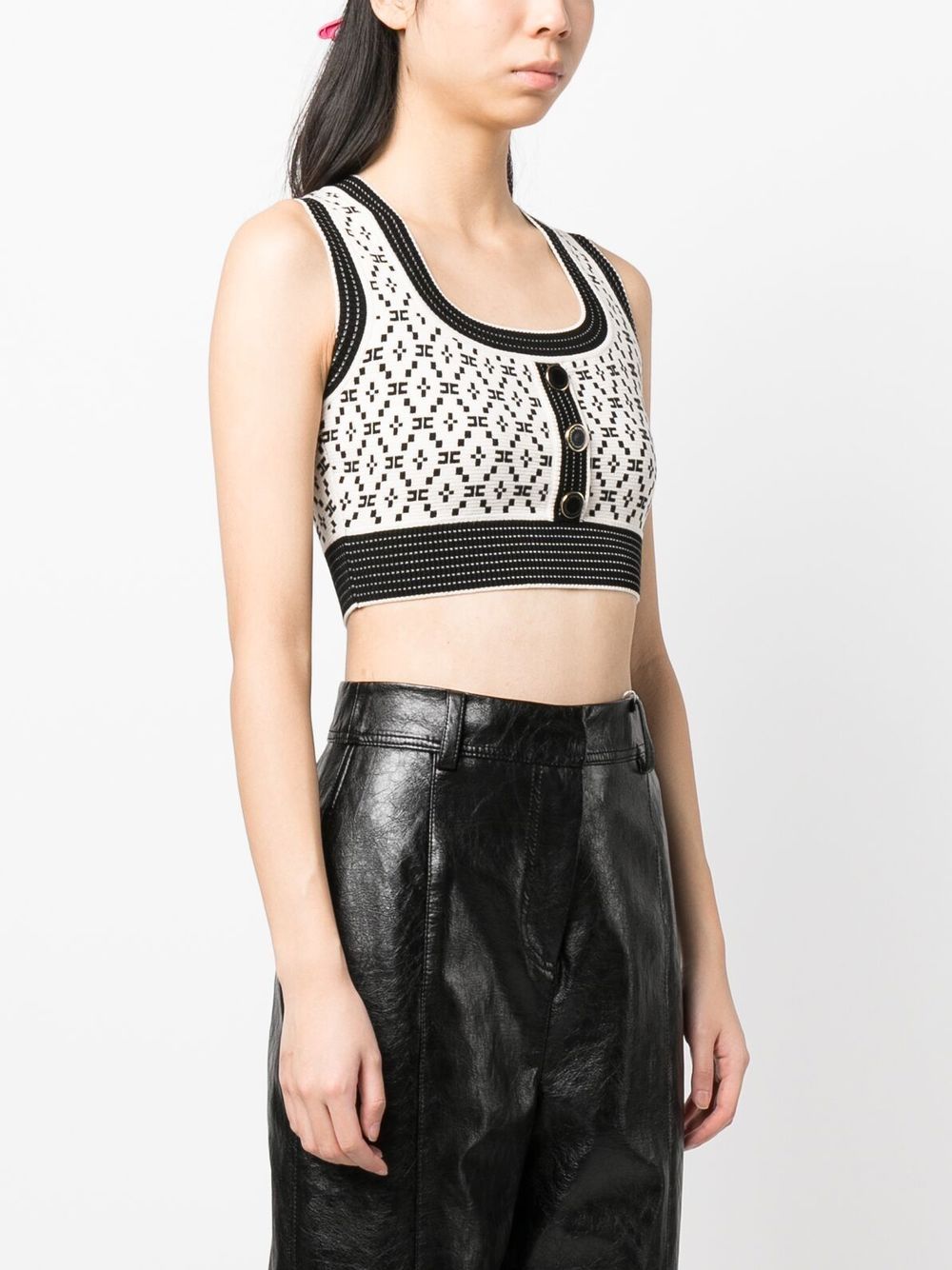 Elisabetta Franchi Diamond-pattern Cropped Top - Farfetch