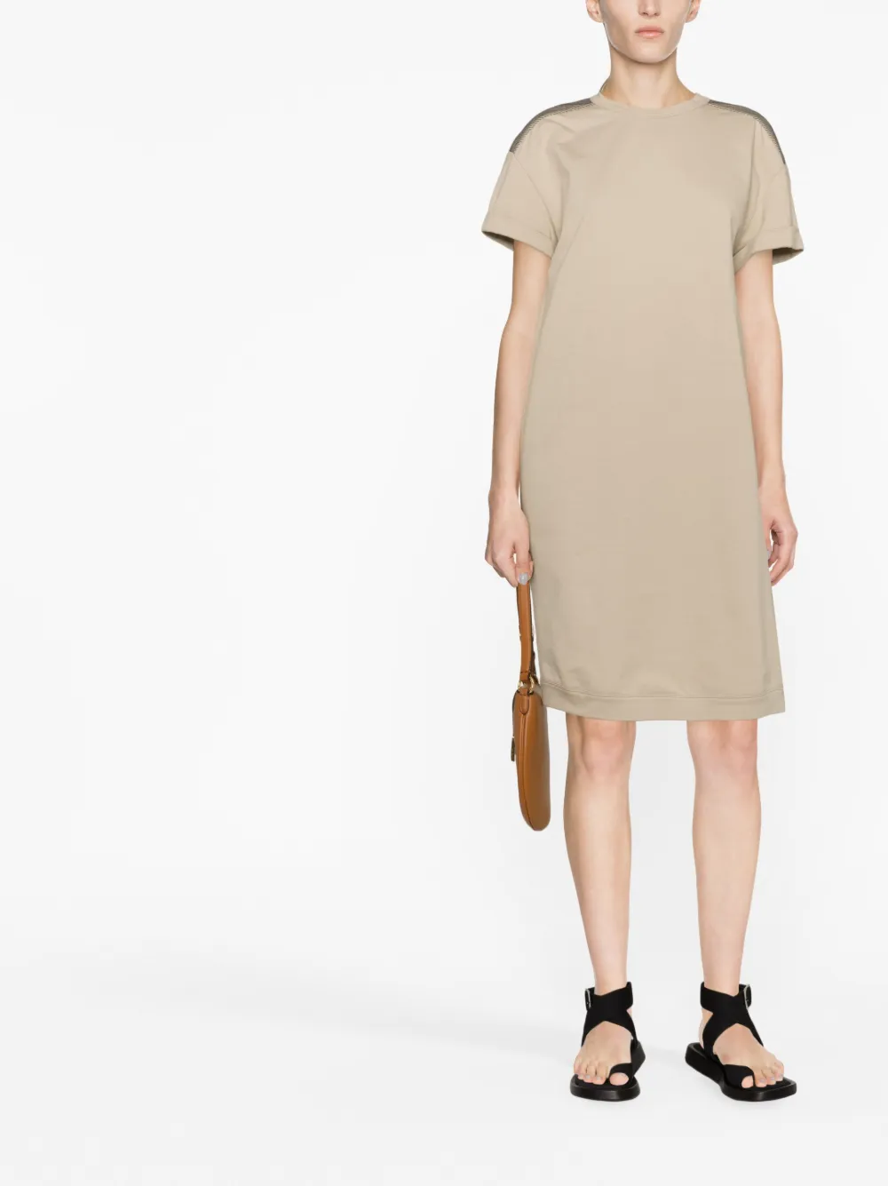 Brunello Cucinelli T-shirtjurk met korte mouwen - Beige