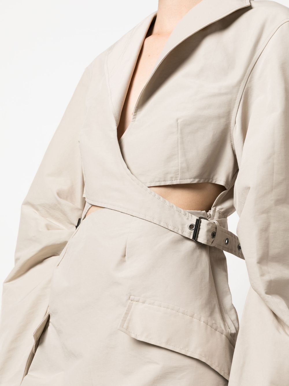 Shop Han Kjobenhavn Cut-out-detail Belted Dress In Neutrals