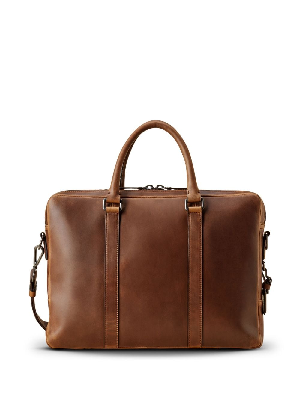 Shop Shinola Embossed-logo Leather Laptop Bag In Brown