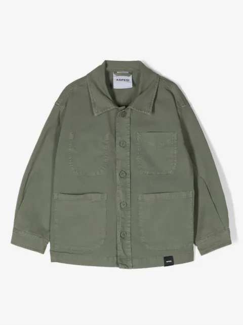 Aspesi Kids button-up stretch-cotton shirt