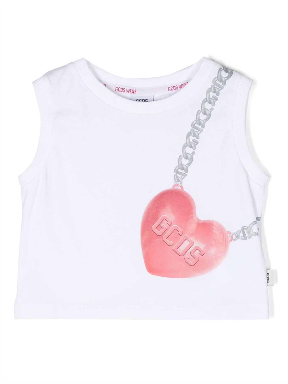 Gcds Kids heart-motif printed crop top - White