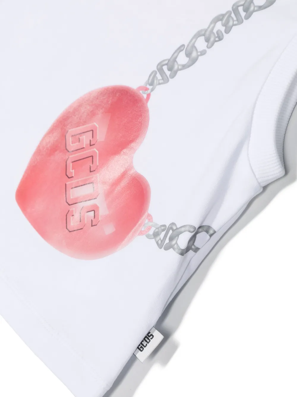 GCDS HEART-MOTIF PRINTED CROP TOP