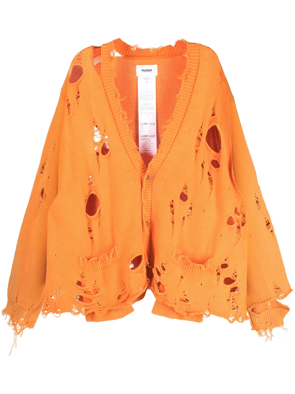 Doublet Orange Destroyed Cardigan | ModeSens