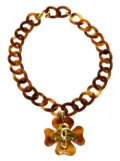 CHANEL Pre-Owned 1995 clover-pendant tortoiseshell-effect necklace - Brown