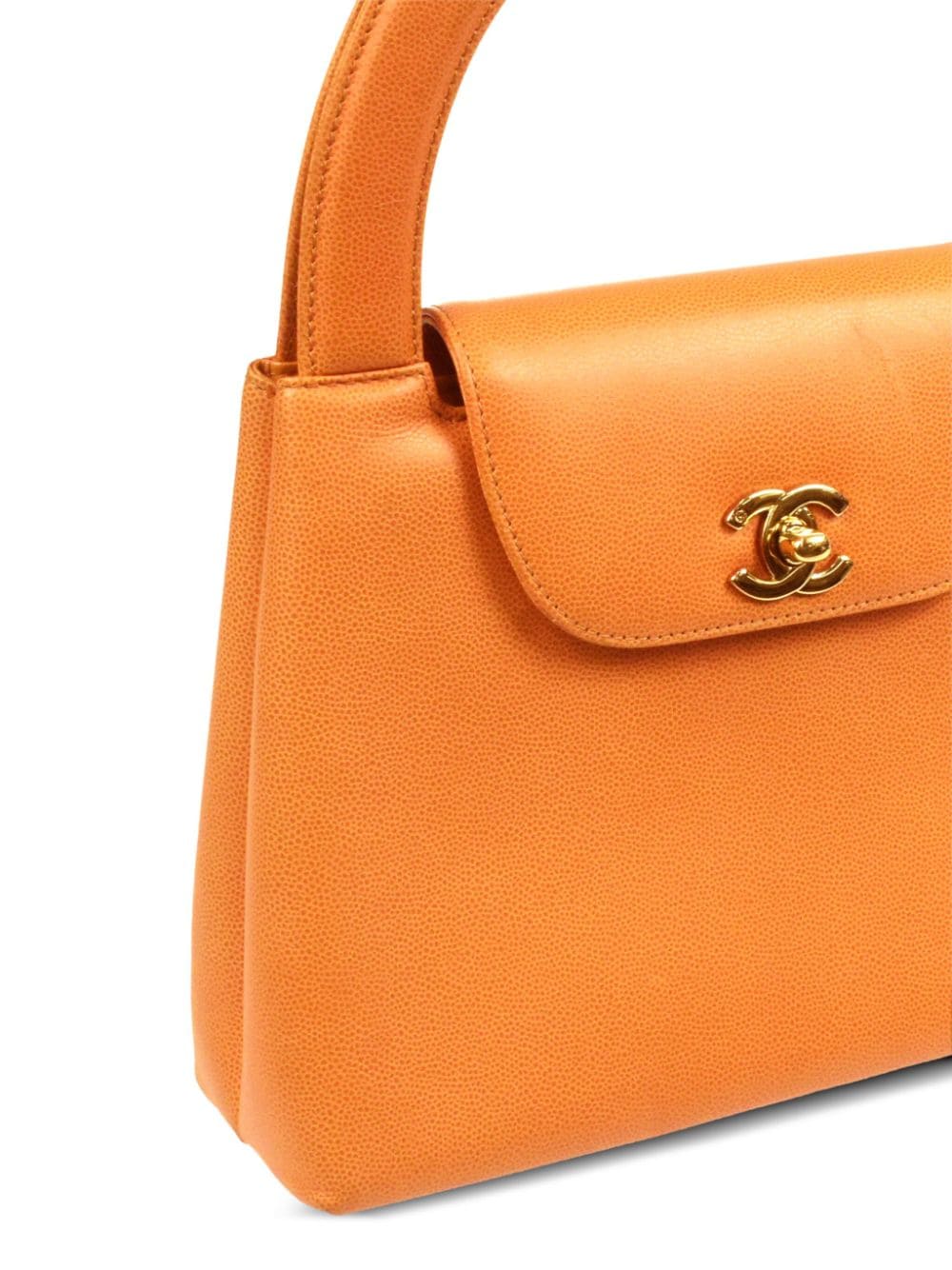 Pre-owned Chanel 1998 Cc Turn-lock Handbag In Orange