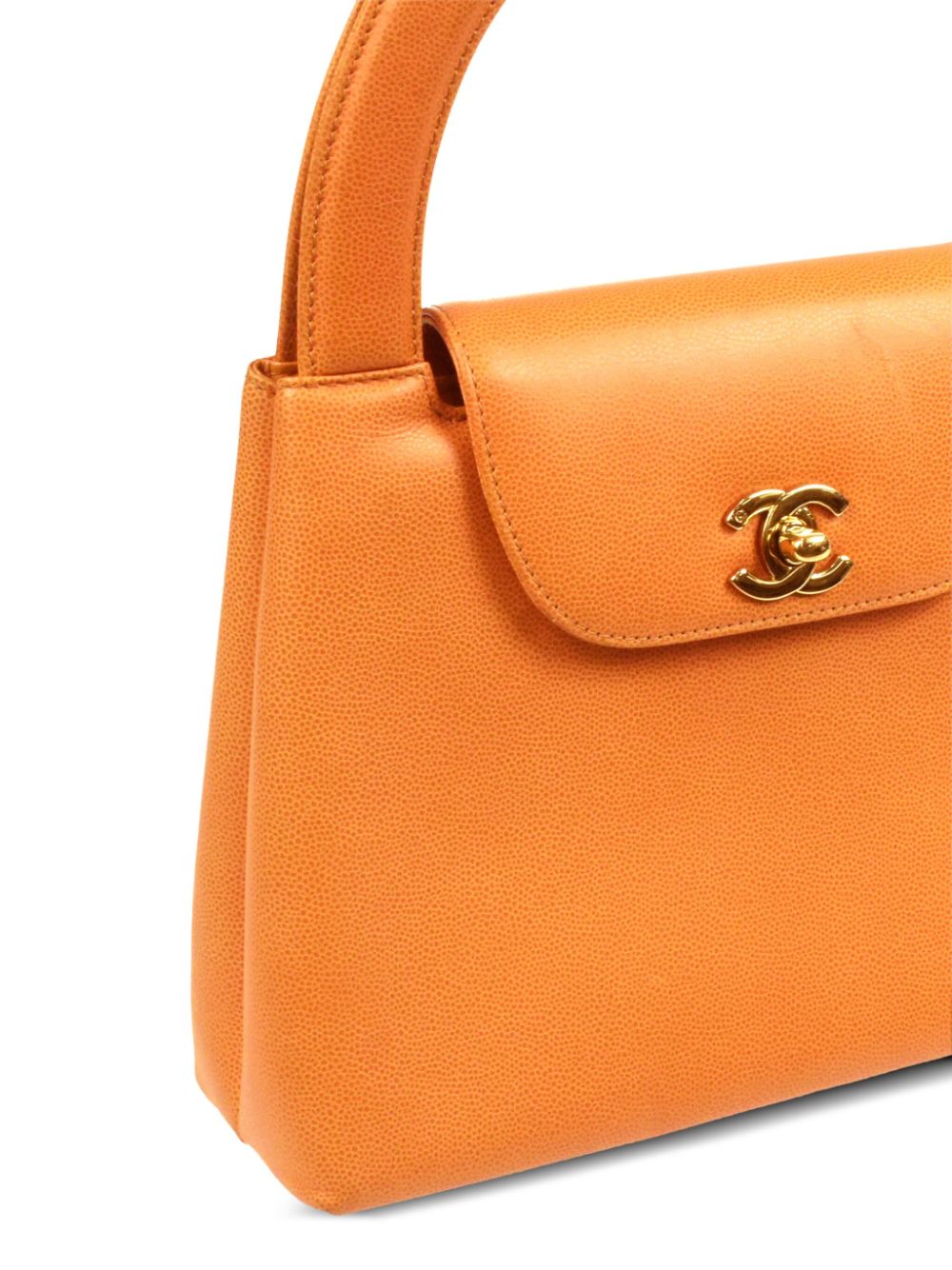 Pre-owned Chanel 1998 Cc Turn-lock Handbag In Orange