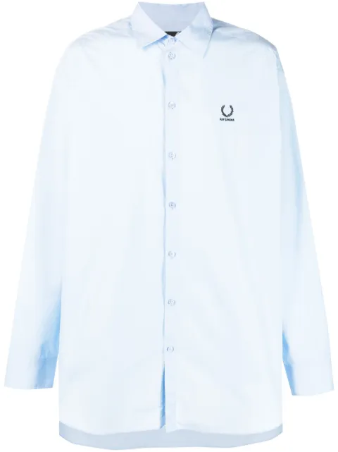 embroidered-logo oversized shirt