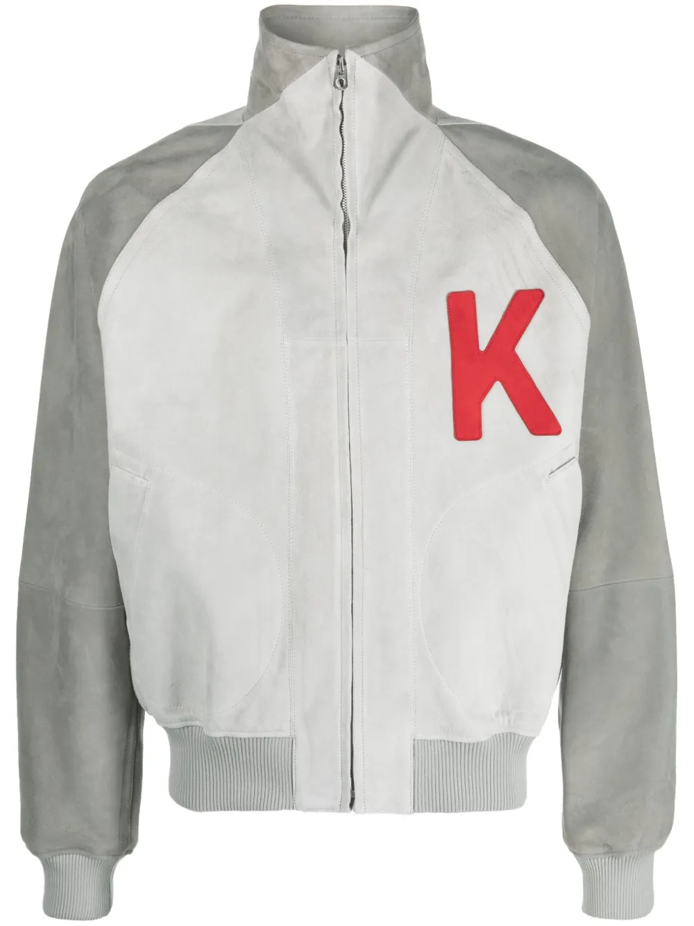 Kenzo Elephant-print Varsity Jacket In Grey