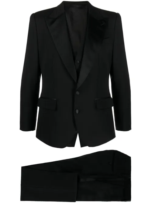 Costume trois-pièces à revers satinés - Dolce & Gabbana - Modalova