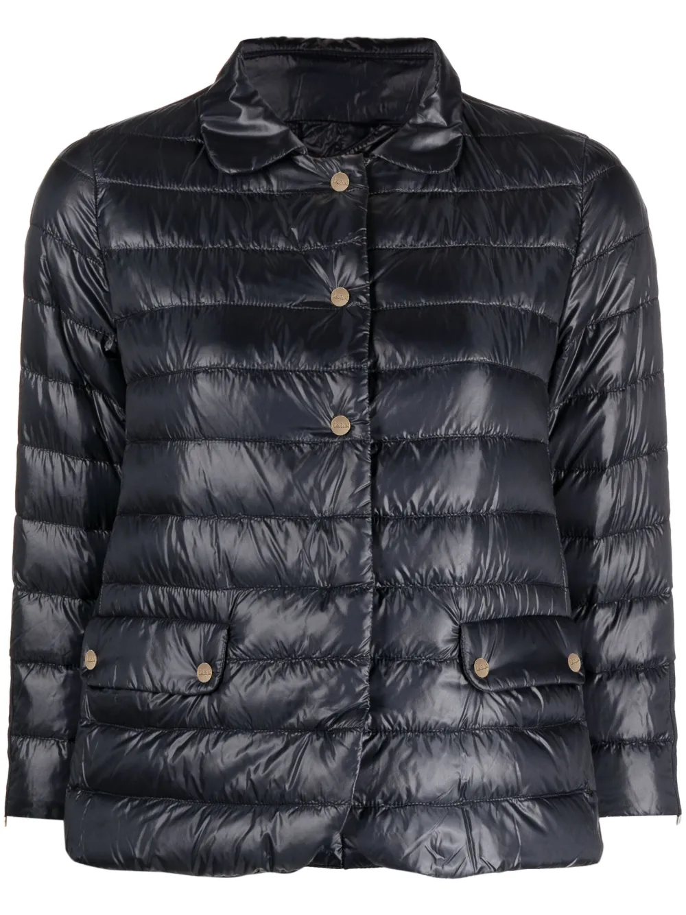 Herno Crop-sleeve Quilted Jacket In Blue