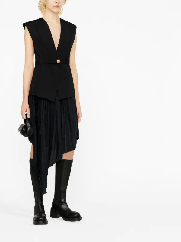 ジャケット BALMAIN SS24 SINGLE-BREASTED JACKET (CF1SE055_WC090PA) Balmain Sleeveless single-breasted Jacket | Black | FARFETCH JO