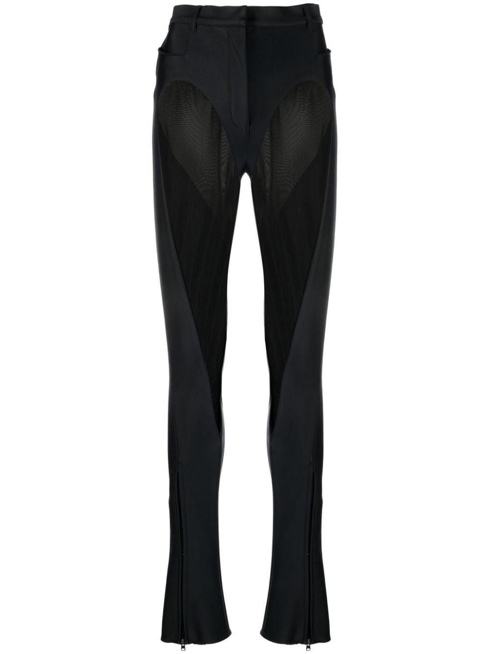 Shop Mugler Sheer-panel Flared Trousers In Black