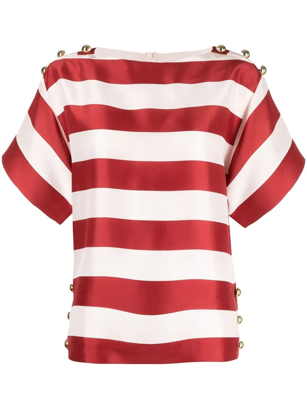 Zimmermann Striped Silk T-shirt In Red