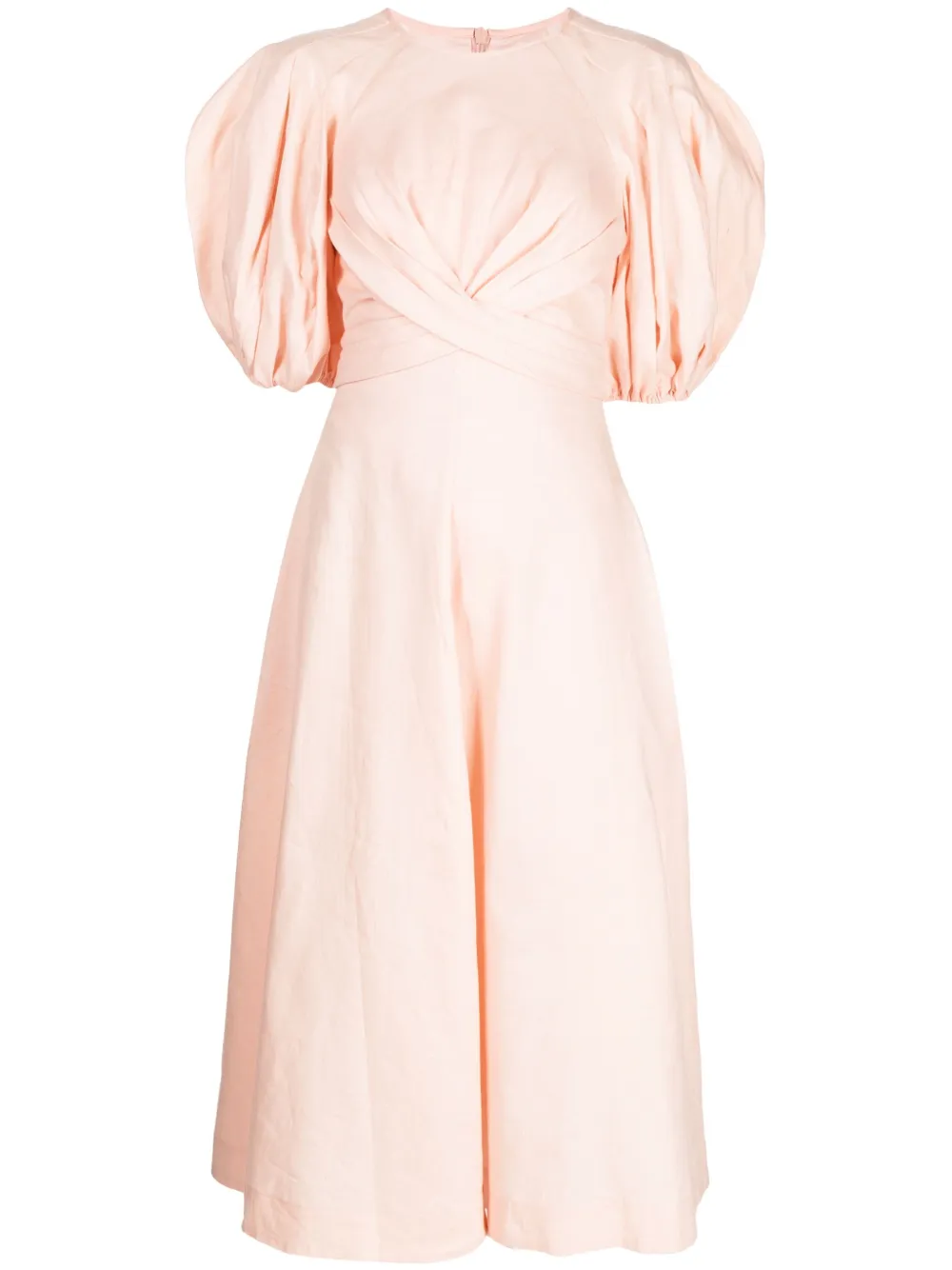 Zimmermann Wrap Puffsleeves Midi Dress In Pink ModeSens